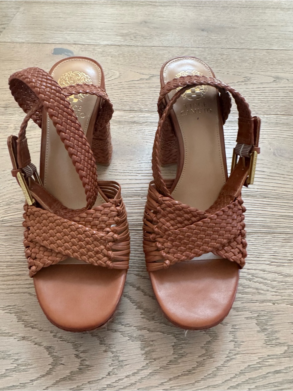 Vince Camuto Woven Leather Platform Sandal in Brown - Picture 4 of 7